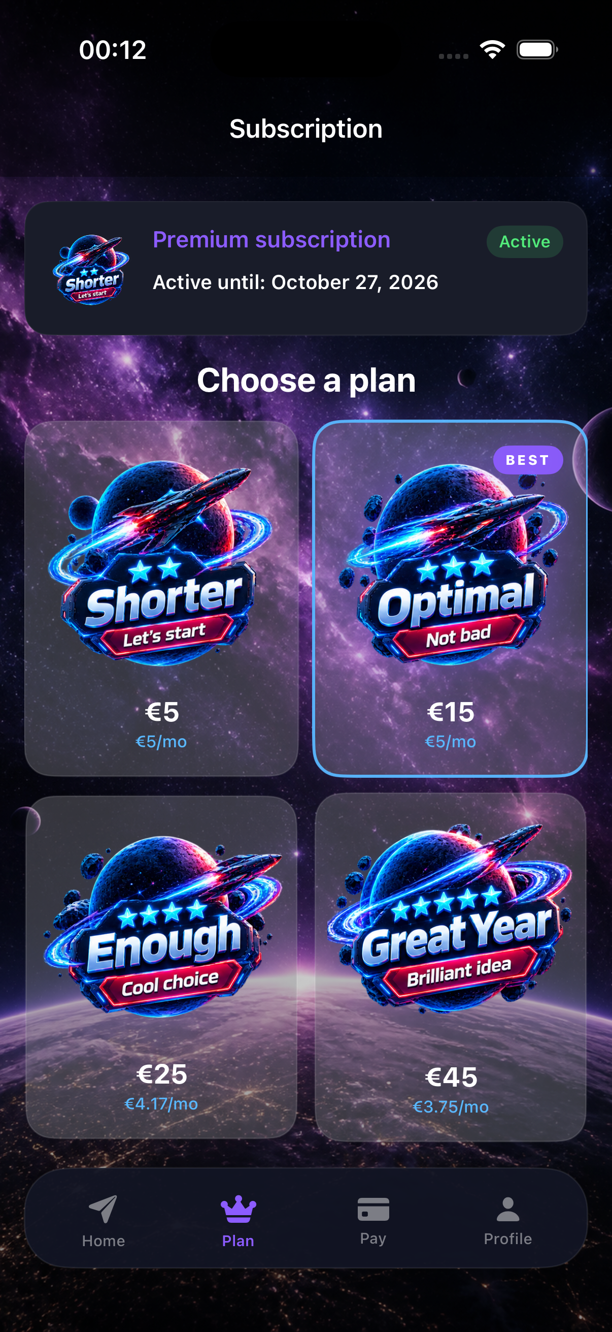Choose a subscription plan